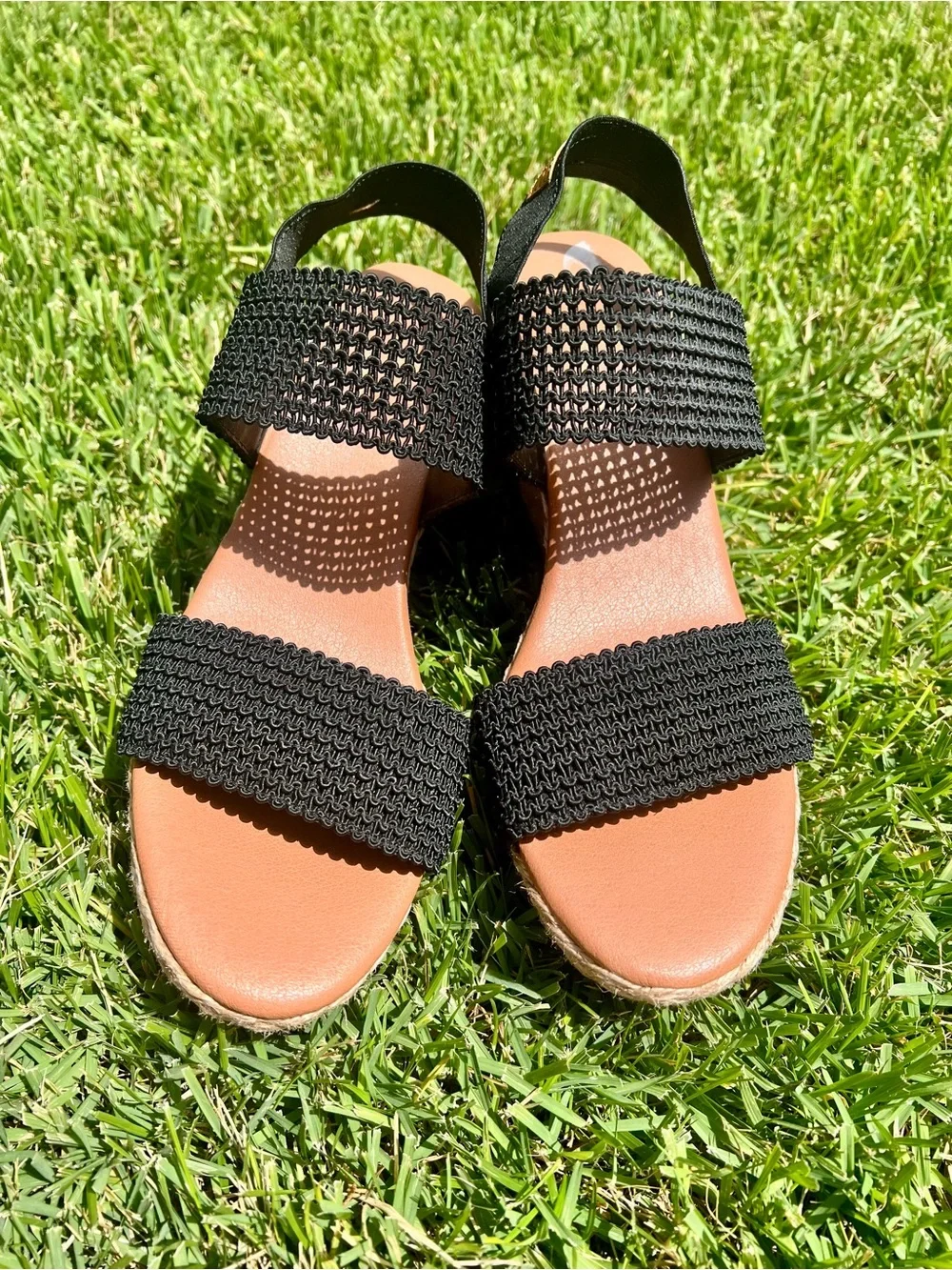 Tommy Bahama Espadrilles Black Mesh Wedges Beachy Coastal 9 Preppy Boho